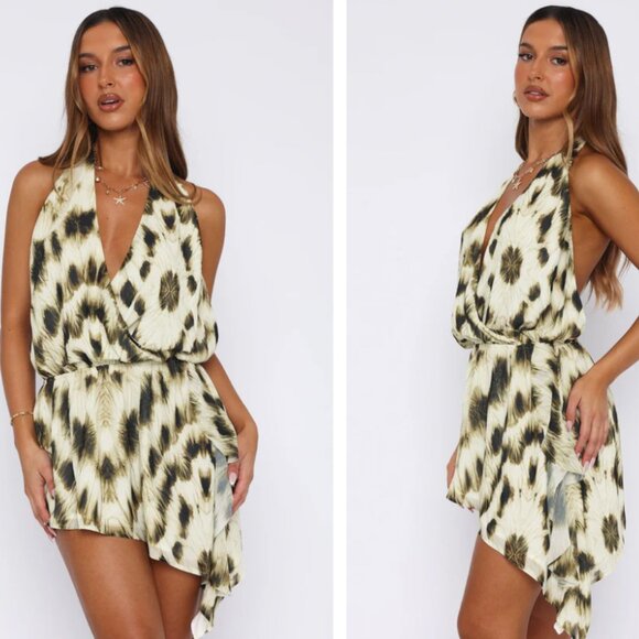 White Fox Boutique Dresses & Skirts - White Fox Time Of My Life Halter Mini Dress Gilded Touch